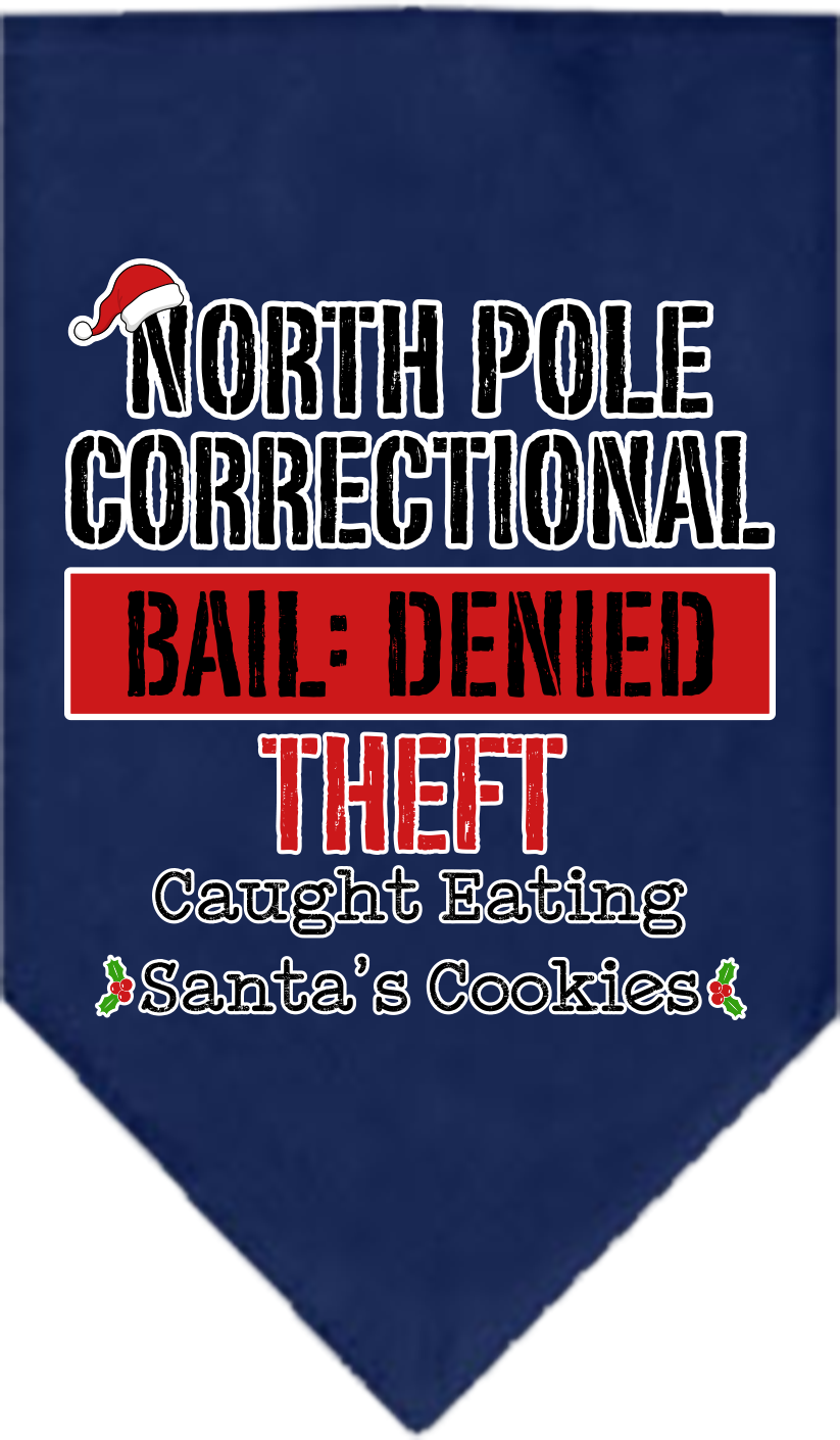 North Pole Correctional Screen Print Bandana Navy Blue Size Large